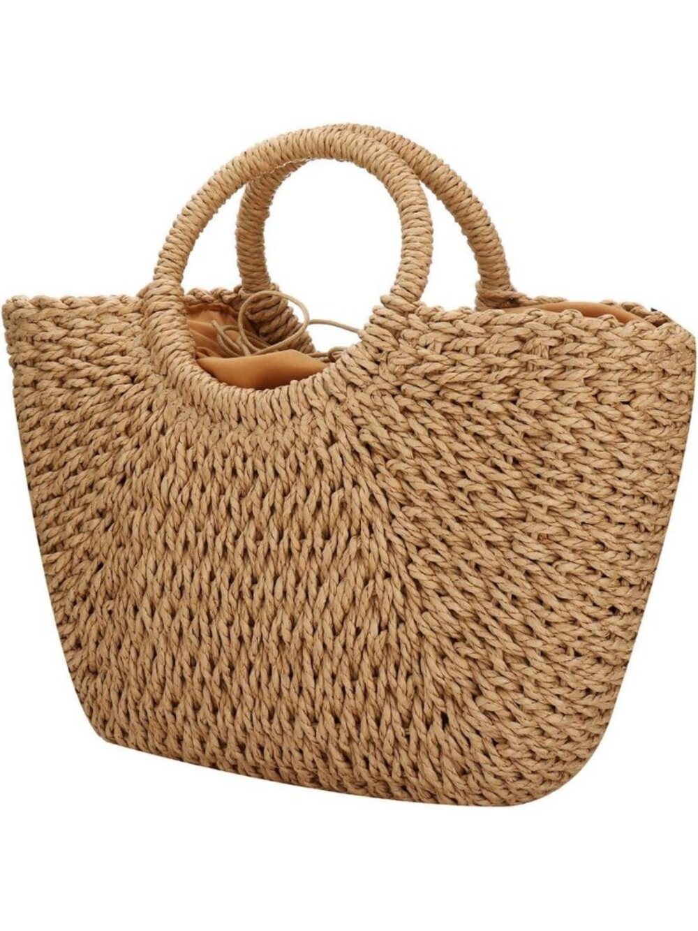 Chic Hand Woven Straw Bag with Round Handle | Retro Summer Beach Tote